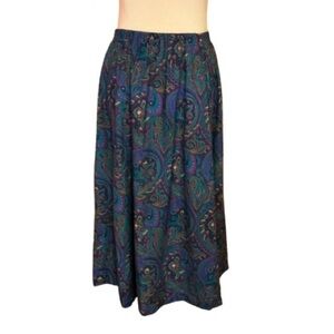 Vtg 90s bright paisley midi skirt